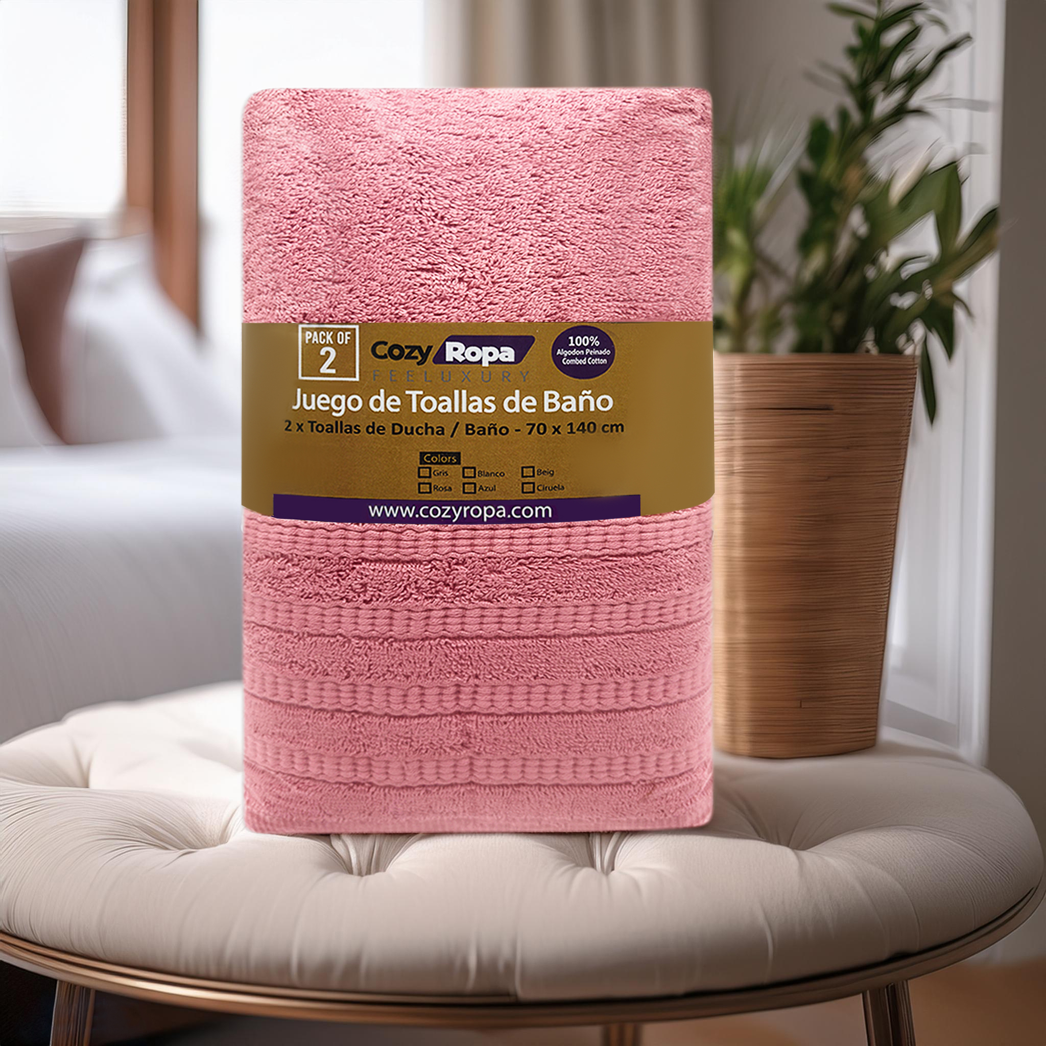 Juego de Toallas de Baño 2 piezas-100% algodón peinado,Toallas de 550 gsm - Imagen 21
