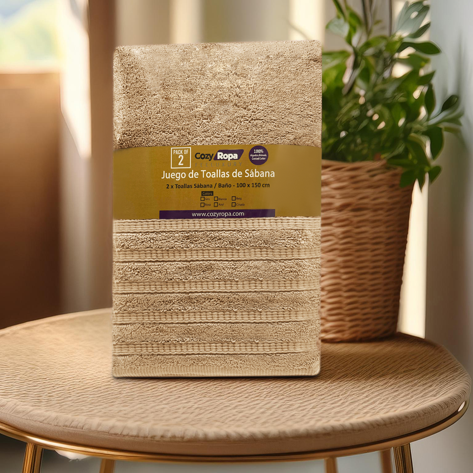 Juego de Toallas de Sábana 2 piezas-100% algodón peinado,Toallas de 550 gsm - Imagen 2