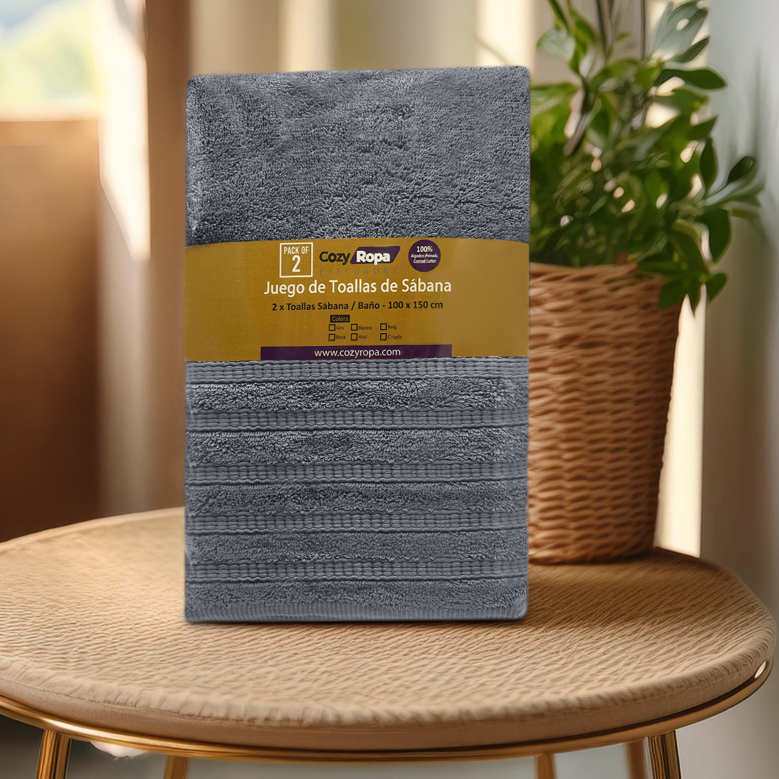 Juego de Toallas de Sábana 2 piezas-100% algodón peinado,Toallas de 550 gsm - Imagen 11