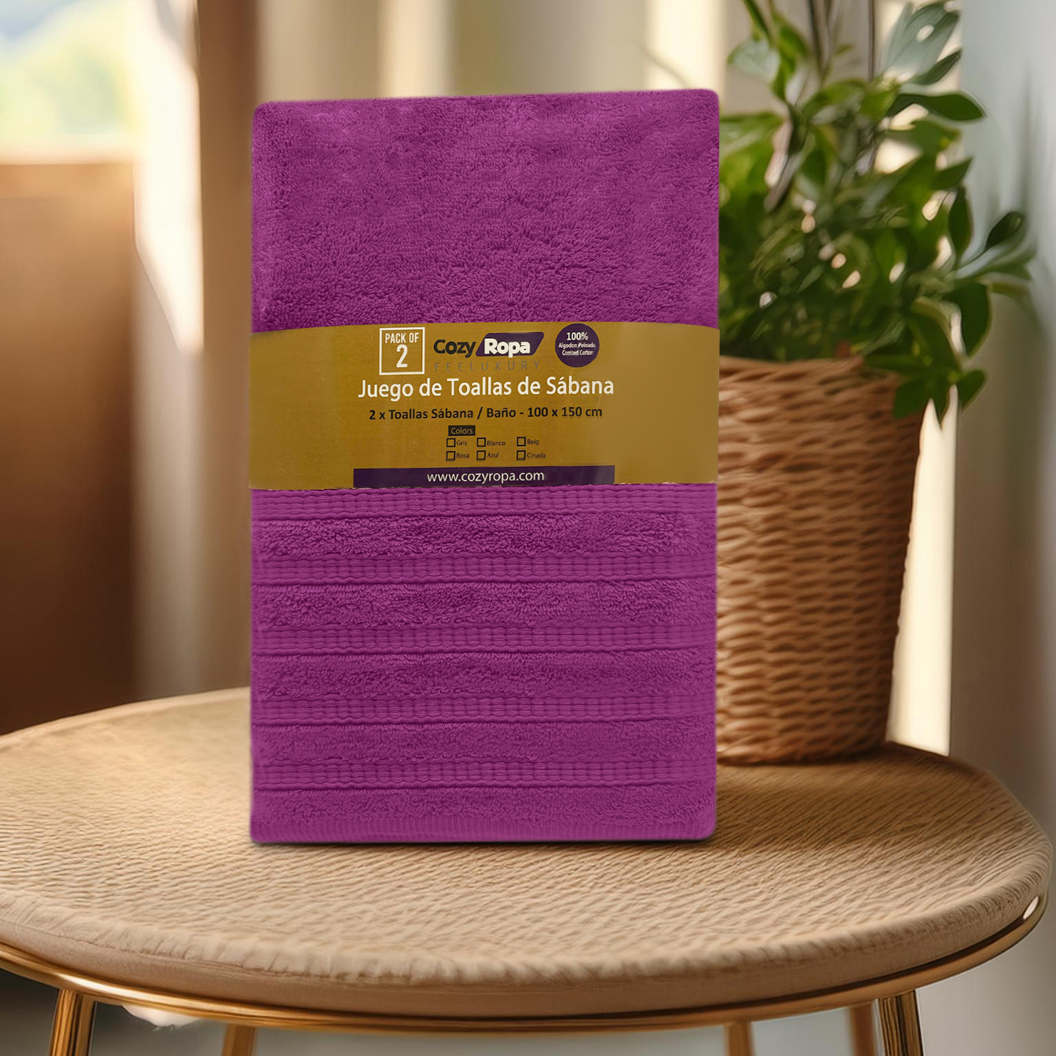 Juego de Toallas de Sábana 2 piezas-100% algodón peinado,Toallas de 550 gsm - Imagen 9