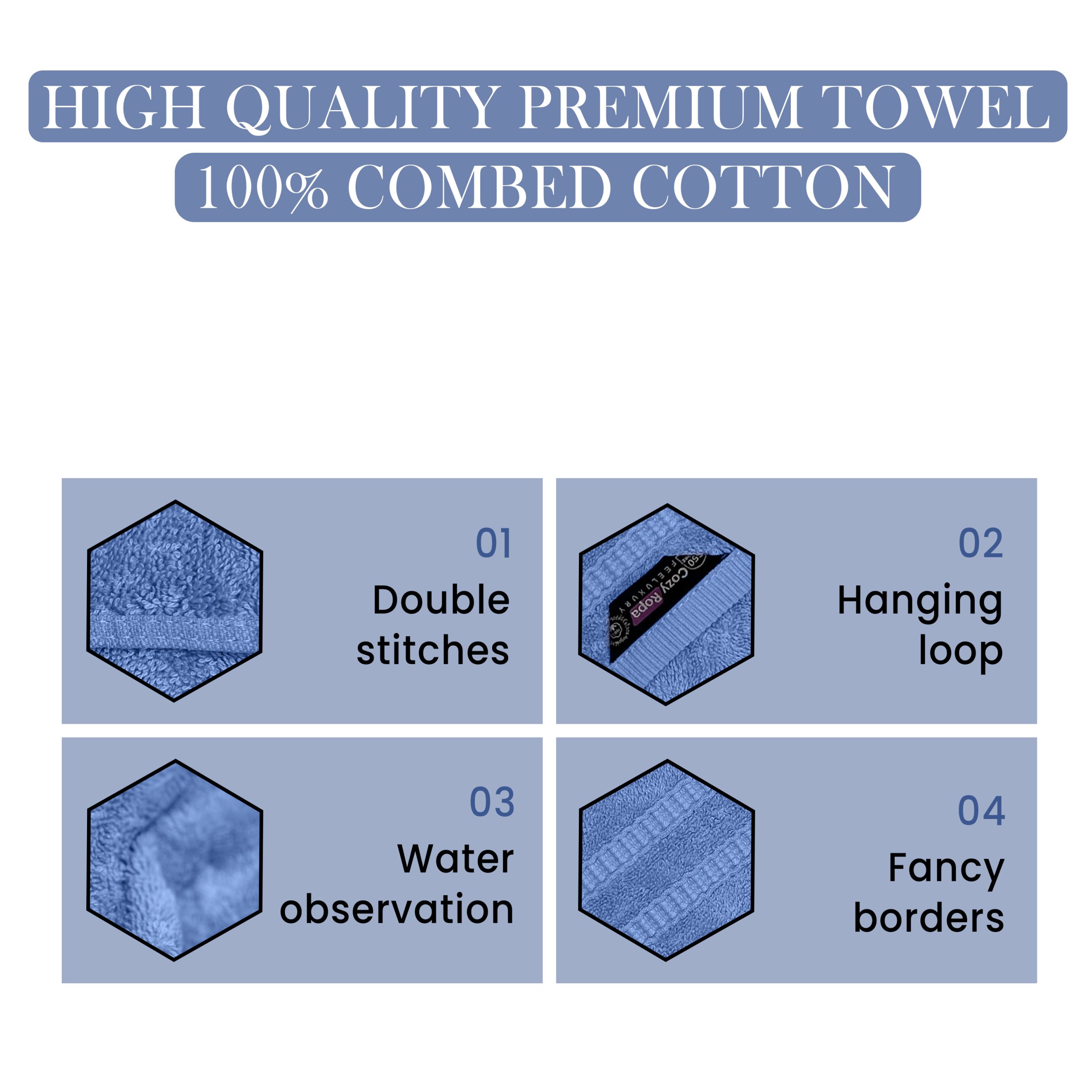 Juego de Toallas de Sábana 2 piezas-100% algodón peinado,Toallas de 550 gsm - Imagen 6